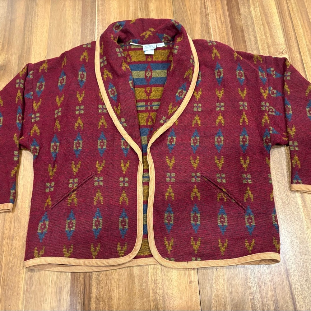 Vintage Koret City Blues Southwestern Tapestry Open Front Jacket Sz Large